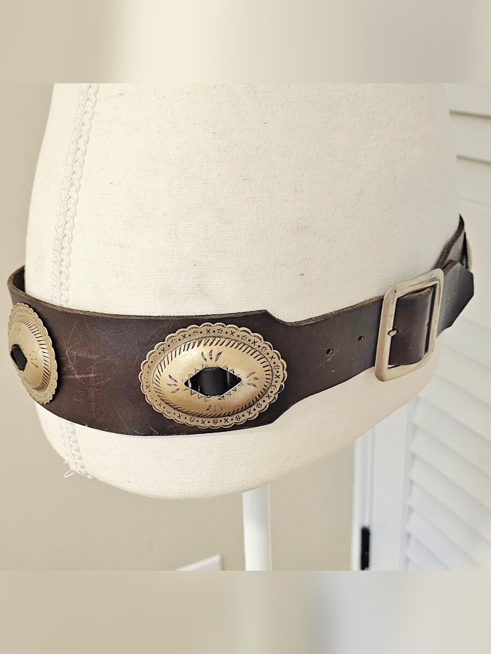 Vintage Stamped Leather Spanish Gaucho Concho Belt!